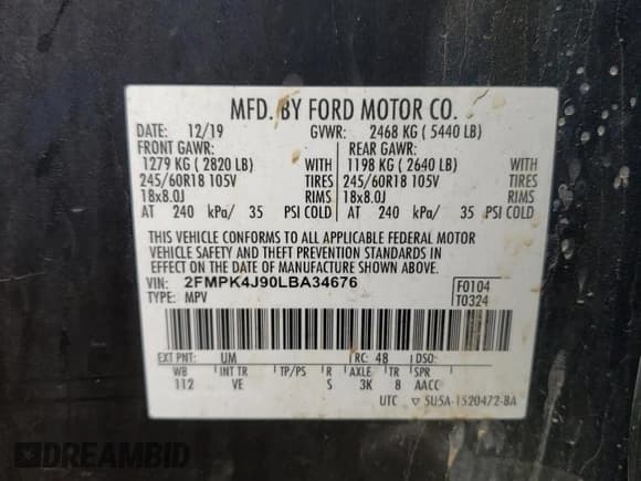 ✅ 2020 Ford Edge SEL • VIN: 2FMPK4J90LBA34676 • Lot: 55577665. Listed on Copart with 113,214 mi. Free auction sales archive from the USA and detailed vehicle history report at DreamBid. Image 13.