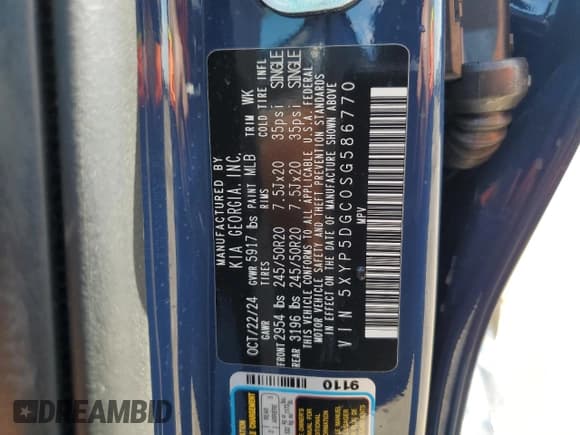 ✅ 2025 Kia Telluride SX-Prestige X-Line • VIN: 5XYP5DGC0SG586770 • Lot: 71304765. Wystawiony na Copart z przebiegiem 7 033 mil. Bezpłatny archiwum sprzedaży aukcyjnych z USA i szczegółowy raport historii pojazdu na DreamBid. Zdjęcie 13.