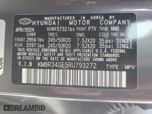 ✅ 2024 Hyundai Palisade XRT • VIN: KM8R34GE5RU793272 • Лот: 88563325. Опубликован ранее на Copart с пробегом 8 750 миль. Бесплатный доступ к архиву аукционных продаж из США и подробный отчёт об истории автомобиля на DreamBid. Изображение 14.