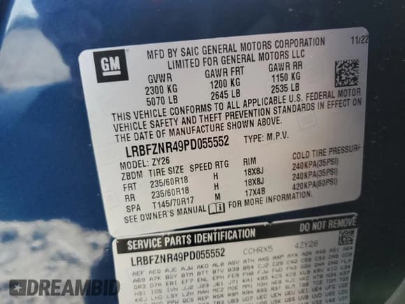 ✅ 2023 Buick Envision Essence • VIN: LRBFZNR49PD055552 • Lot: 86167215. Listed on Copart with 27,104 mi. Free auction sales archive from the USA and detailed vehicle history report at DreamBid. Image 13.