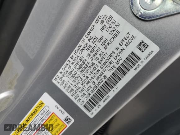 ✅ 2024 Honda CR-V LX • VIN: 2HKRS3H23RH303329 • Лот: 81937275. Опубликован ранее на Copart с пробегом 11 830 миль. Бесплатный доступ к архиву аукционных продаж из США и подробный отчёт об истории автомобиля на DreamBid. Изображение 13.