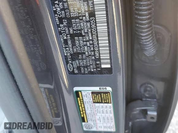 2024 Hyundai Kona SEL with VIN KM8HB3AB6RU059053, listed as a Copart auction lot 88713725 with 17,313 mi miles and Salvage title. Bid and sale history available at DreamBid. Image 12.