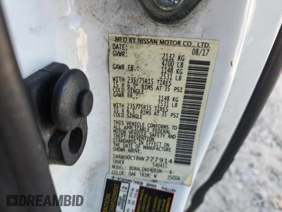 ✅ 2017 Nissan Frontier SV • VIN: 1N6BD0CT8HN777914 • Lot: 93535345. Listed on Copart with Not provided. Free auction sales archive from the USA and detailed vehicle history report at DreamBid. Image 12.