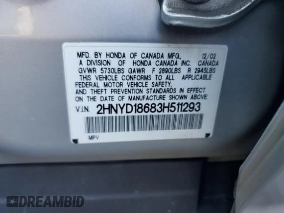 ✅ 2003 Acura MDX Touring • VIN: 2HNYD18683H511293 • Lot: 71622625. Wystawiony na Copart z przebiegiem 153 157 mil. Bezpłatny archiwum sprzedaży aukcyjnych z USA i szczegółowy raport historii pojazdu na DreamBid. Zdjęcie 14.