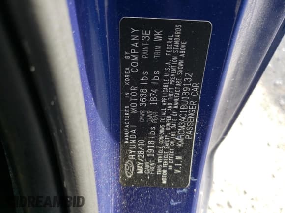 ✅ 2011 Hyundai Accent GS • VIN: KMHCM3AC1BU189132 • Лот: 56634875. Опубликован ранее на Copart с пробегом 148 198 миль. Бесплатный доступ к архиву аукционных продаж из США и подробный отчёт об истории автомобиля на DreamBid. Изображение 13.