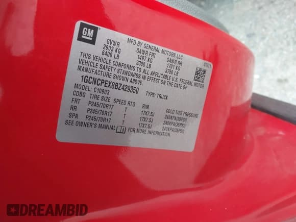 ✅ 2011 Chevrolet Silverado 1500 Work Truck • VIN: 1GCNCPEX8BZ429350 • Lot: 43590560. Listed on IAAI with 123,274 mi. Free auction sales archive from the USA and detailed vehicle history report at DreamBid. Image 9.