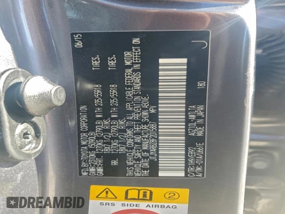 ✅ 2015 Lexus NX 200t • VIN: JTJYARBZ8F2015887 • Lot: 95520915. Listed on Copart with 87,322 mi. Free auction sales archive from the USA and detailed vehicle history report at DreamBid. Image 13.