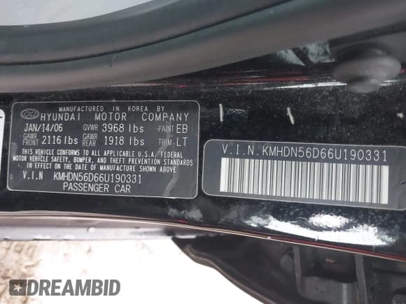 ✅ 2006 Hyundai Elantra GLS • VIN: KMHDN56D66U190331 • Lot: 41432567. Wystawiony na IAAI z przebiegiem 145 006 mil. Bezpłatny archiwum sprzedaży aukcyjnych z USA i szczegółowy raport historii pojazdu na DreamBid. Zdjęcie 9.