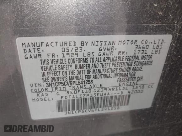 ✅ 2023 Nissan Kicks SV • VIN: 3N1CP5CV6PL541258 • Lot: 42756198. Wystawiony na IAAI z przebiegiem 23 241 mil. Bezpłatny archiwum sprzedaży aukcyjnych z USA i szczegółowy raport historii pojazdu na DreamBid. Zdjęcie 9.