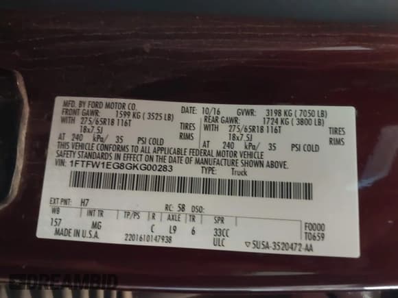 ✅ 2016 Ford F-150 Lariat • VIN: 1FTFW1EG8GKG00283 • Lot: 43237609. Listed on IAAI with 177,520 mi. Free auction sales archive from the USA and detailed vehicle history report at DreamBid. Image 9.