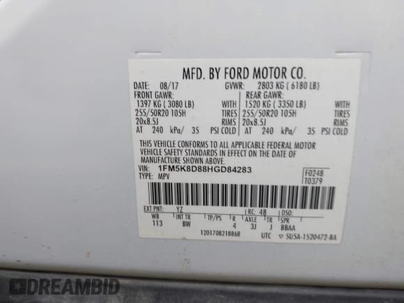 ✅ 2017 Ford Explorer XLT • VIN: 1FM5K8D88HGD84283 • Лот: 43609102. Опубликован ранее на IAAI с пробегом 105 629 миль. Бесплатный доступ к архиву аукционных продаж из США и подробный отчёт об истории автомобиля на DreamBid. Изображение 9.