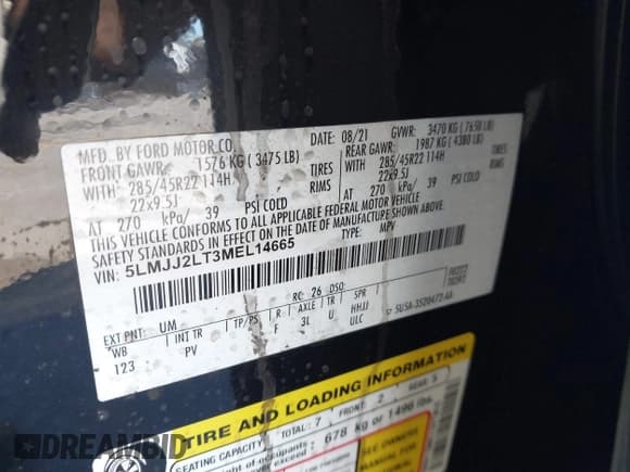 ✅ 2021 Lincoln Navigator Reserve • VIN: 5LMJJ2LT3MEL14665 • Lot: 43645989. Listed on IAAI with 43,031 mi. Free auction sales archive from the USA and detailed vehicle history report at DreamBid. Image 9.