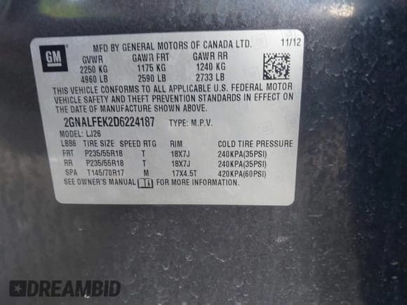 ✅ 2013 Chevrolet Equinox LTZ • VIN: 2GNALFEK2D6224187 • Лот: 43513590. Опубликован ранее на IAAI с пробегом 96 804 миль. Бесплатный доступ к архиву аукционных продаж из США и подробный отчёт об истории автомобиля на DreamBid. Изображение 9.