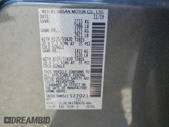 ✅ 2020 Infiniti QX60 Luxe • VIN: 5N1DL0MM5LC527021 • Lot: 91735515. Listed on Copart with 90,028 mi. Free auction sales archive from the USA and detailed vehicle history report at DreamBid. Image 13.