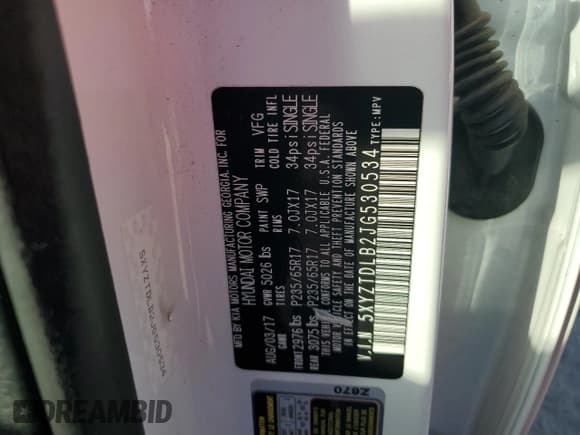 ✅ 2018 Hyundai Santa Fe 2.4L • VIN: 5XYZTDLB2JG530534 • Лот: 86062425. Опубликован ранее на Copart с пробегом 64 489 миль. Бесплатный доступ к архиву аукционных продаж из США и подробный отчёт об истории автомобиля на DreamBid. Изображение 12.