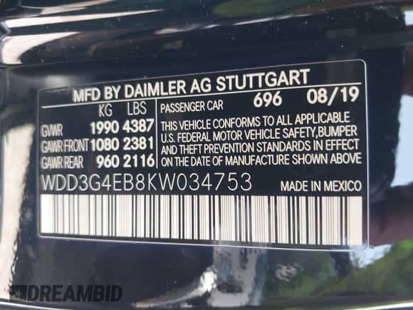 ✅ 2019 Mercedes-Benz A 220 • VIN: WDD3G4EB8KW034753 • Lot: 42681278. Listed on IAAI with 66,088 mi. Free auction sales archive from the USA and detailed vehicle history report at DreamBid. Image 9.