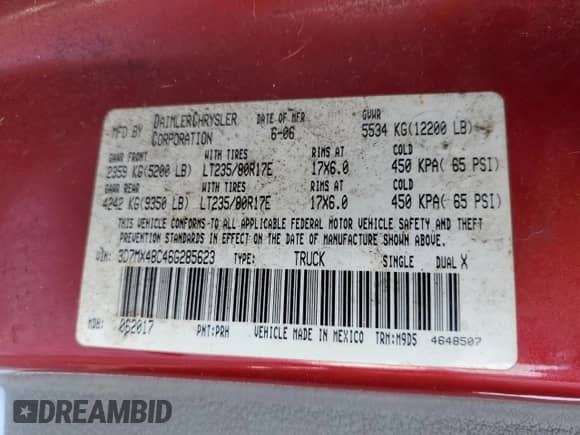 2006 Dodge 3500 SLT z VIN 3D7MX48C46G285623, wystawiony jako Copart lot #44562125 z przebiegiem 357 643 mil mil oraz Szkoda całkowita • Salvage title. Historia ofert i sprzedaży dostępna na DreamBid. Obrazek 12.