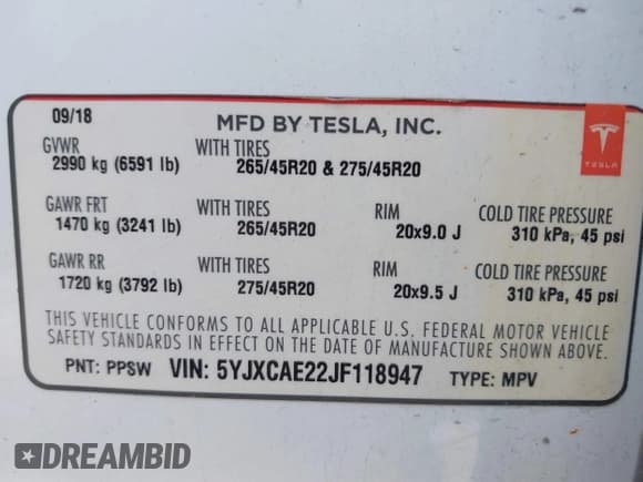 ✅ 2018 Tesla Model X 75D • VIN: 5YJXCAE22JF118947 • Лот: 42426629. Опубликован ранее на IAAI с пробегом 120 161 миль. Бесплатный доступ к архиву аукционных продаж из США и подробный отчёт об истории автомобиля на DreamBid. Изображение 9.