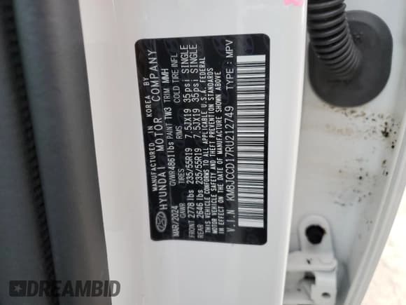 ✅ 2024 Hyundai Tucson SEL Convenience • VIN: KM8JCCD17RU212749 • Lot: 74913984. Wystawiony na Copart z przebiegiem Nie podano. Bezpłatny archiwum sprzedaży aukcyjnych z USA i szczegółowy raport historii pojazdu na DreamBid. Zdjęcie 14.