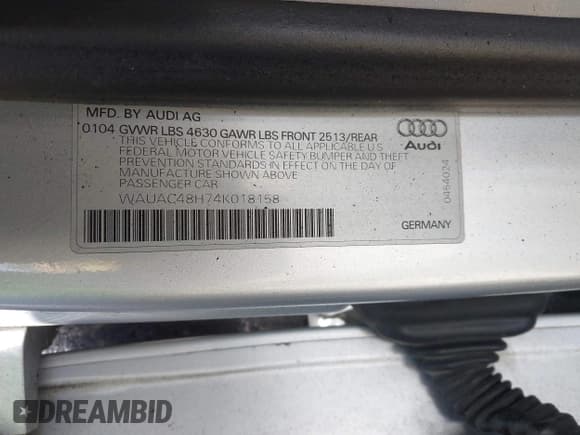 ✅ 2004 Audi A4 1.8T • VIN: WAUAC48H74K018158 • Lot: 42627688. Listed on IAAI with 146,108 mi. Free auction sales archive from the USA and detailed vehicle history report at DreamBid. Image 9.