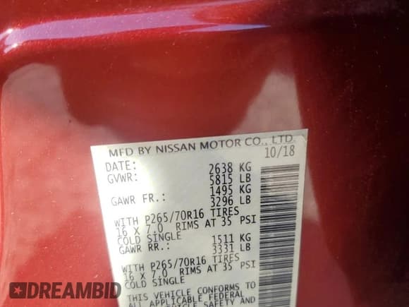 ✅ 2019 Nissan Frontier Pro-4X • VIN: 1N6AD0EV1KN718611 • Lot: 80743325. Listed on Copart with 69,156 mi. Free auction sales archive from the USA and detailed vehicle history report at DreamBid. Image 13.