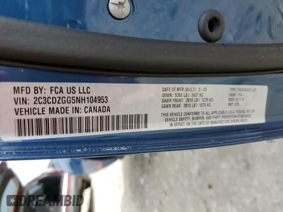 ✅ 2022 Dodge Challenger SXT • VIN: 2C3CDZGG5NH104953 • Lot: 45166113. Wystawiony na Copart z przebiegiem Nie podano. Bezpłatny archiwum sprzedaży aukcyjnych z USA i szczegółowy raport historii pojazdu na DreamBid. Zdjęcie 12.