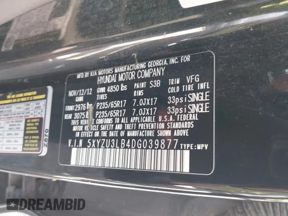 ✅ 2013 Hyundai Santa Fe Sport • VIN: 5XYZU3LB4DG039877 • Лот: 42878795. Опубликован ранее на IAAI с пробегом 146 718 миль. Бесплатный доступ к архиву аукционных продаж из США и подробный отчёт об истории автомобиля на DreamBid. Изображение 9.