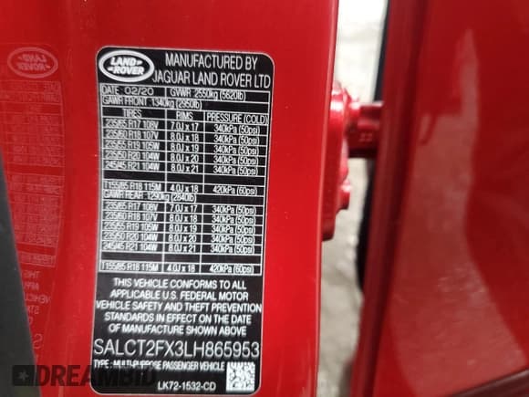 ✅ 2020 Land Rover Discovery Sport S R-Dynamic • VIN: SALCT2FX3LH865953 • Лот: 72906964. Опубликован ранее на Copart с пробегом Не указан. Бесплатный доступ к архиву аукционных продаж из США и подробный отчёт об истории автомобиля на DreamBid. Изображение 13.