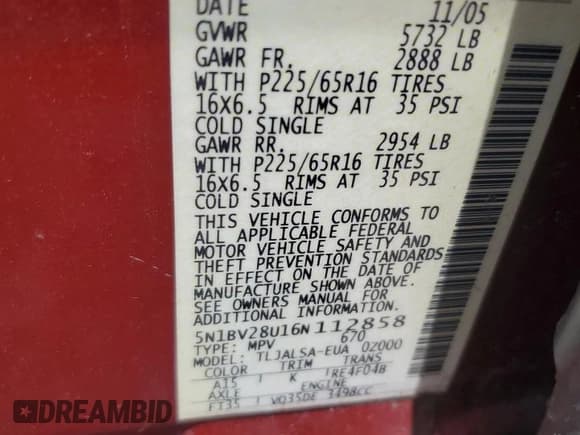 ✅ 2006 Nissan Quest S Special Edition • VIN: 5N1BV28U16N112858 • Lot: 66277375. Wystawiony na Copart z przebiegiem Nie podano. Bezpłatny archiwum sprzedaży aukcyjnych z USA i szczegółowy raport historii pojazdu na DreamBid. Zdjęcie 13.