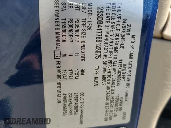 ✅ 2008 Suzuki XL7 Luxury • VIN: 2S3DB417786123975 • Lot: 81758605. Listed on Copart with 133,429 mi. Free auction sales archive from the USA and detailed vehicle history report at DreamBid. Image 13.