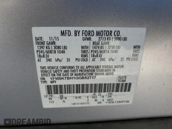 ✅ 2016 Ford Explorer • VIN: 1FM5K7BH1GGB52717 • Lot: 69805225. Listed on Copart with 90,012 mi. Free auction sales archive from the USA and detailed vehicle history report at DreamBid. Image 13.