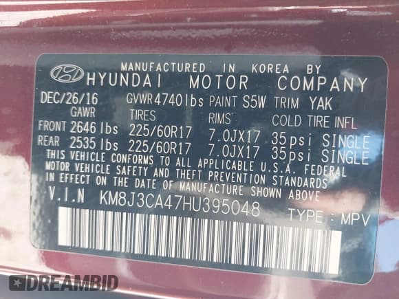 ✅ 2017 Hyundai Tucson SE • VIN: KM8J3CA47HU395048 • Лот: 43329846. Опубликован ранее на IAAI с пробегом 139 386 миль. Бесплатный доступ к архиву аукционных продаж из США и подробный отчёт об истории автомобиля на DreamBid. Изображение 9.