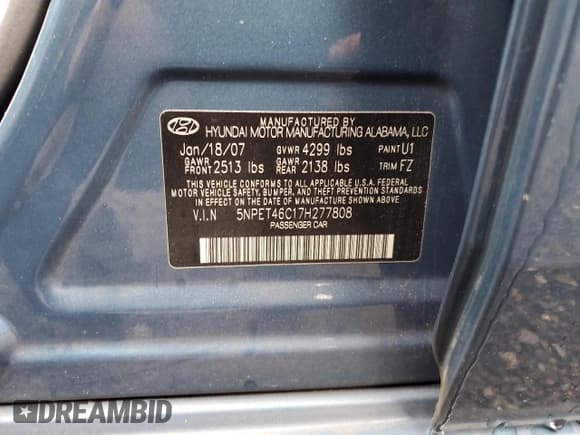 ✅ 2007 Hyundai Sonata GLS • VIN: 5NPET46C17H277808 • Лот: 92109945. Опубликован ранее на Copart с пробегом 106 340 миль. Бесплатный доступ к архиву аукционных продаж из США и подробный отчёт об истории автомобиля на DreamBid. Изображение 12.