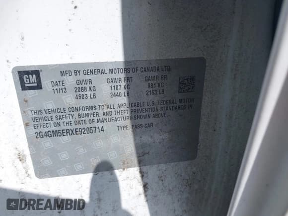 ✅ 2014 Buick Regal Premium I • VIN: 2G4GM5ERXE9205714 • Lot: 42387419. Listed on IAAI with 133,328 mi. Free auction sales archive from the USA and detailed vehicle history report at DreamBid. Image 9.