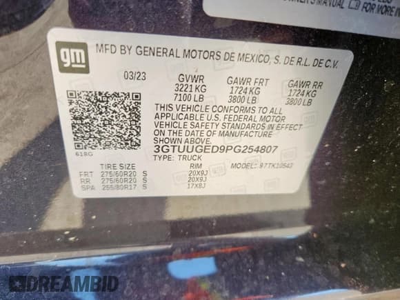 ✅ 2023 GMC Sierra 1500 Denali • VIN: 3GTUUGED9PG254807 • Лот: 84069775. Опубликован ранее на Copart с пробегом 26 944 миль. Бесплатный доступ к архиву аукционных продаж из США и подробный отчёт об истории автомобиля на DreamBid. Изображение 12.
