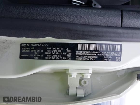 ✅ 2017 Jeep Renegade Sport • VIN: ZACCJAAH8HPG00484 • Lot: 42581933. Wystawiony na IAAI z przebiegiem 138 091 mil. Bezpłatny archiwum sprzedaży aukcyjnych z USA i szczegółowy raport historii pojazdu na DreamBid. Zdjęcie 9.