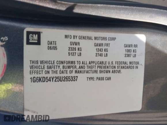 ✅ 2005 Cadillac DeVille • VIN: 1G6KD54Y25U265337 • Lot: 43411970. Wystawiony na IAAI z przebiegiem 149 747 mil. Bezpłatny archiwum sprzedaży aukcyjnych z USA i szczegółowy raport historii pojazdu na DreamBid. Zdjęcie 9.