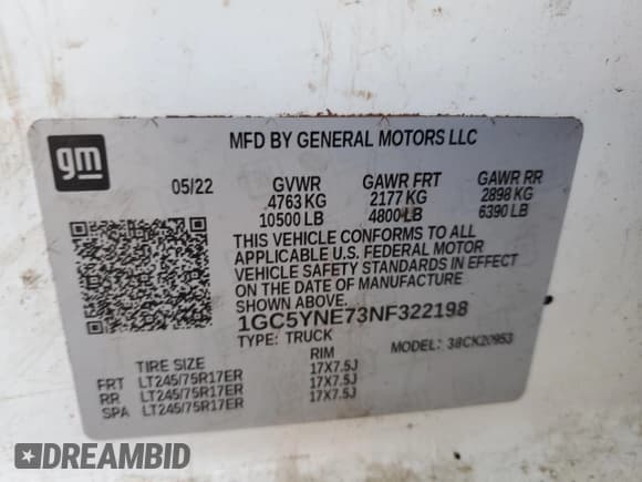 ✅ 2022 Chevrolet Silverado 2500HD LT • VIN: 1GC5YNE73NF322198 • Лот: 89390125. Опубликован ранее на Copart с пробегом Не указан. Бесплатный доступ к архиву аукционных продаж из США и подробный отчёт об истории автомобиля на DreamBid. Изображение 12.