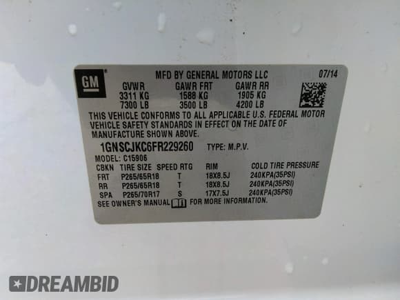 ✅ 2015 Chevrolet Suburban LT • VIN: 1GNSCJKC6FR229260 • Lot: 41974363. Wystawiony na IAAI z przebiegiem 251 395 mil. Bezpłatny archiwum sprzedaży aukcyjnych z USA i szczegółowy raport historii pojazdu na DreamBid. Zdjęcie 9.