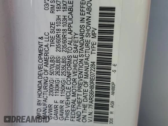 ✅ 2024 Honda CR-V Sport-L • VIN: 7FARS6H80RE072284 • Лот: 91893535. Опубликован ранее на Copart с пробегом 10 986 миль. Бесплатный доступ к архиву аукционных продаж из США и подробный отчёт об истории автомобиля на DreamBid. Изображение 13.