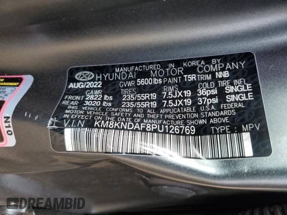 2023 Hyundai Ioniq 5 SEL with VIN KM8KNDAF8PU126769, listed as a Copart auction lot 69659463 with 9,351 mi miles and . Bid and sale history available at DreamBid. Image 14.