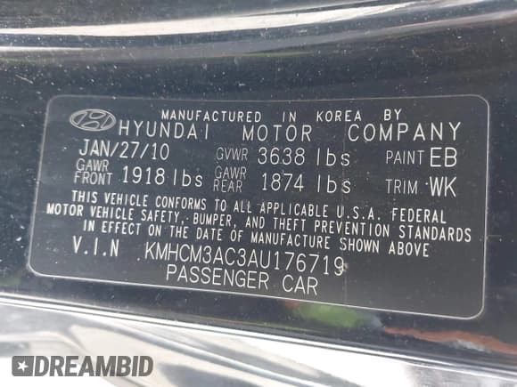 ✅ 2010 Hyundai Accent GS • VIN: KMHCM3AC3AU176719 • Лот: 42022065. Опубликован ранее на IAAI с пробегом 117 698 миль. Бесплатный доступ к архиву аукционных продаж из США и подробный отчёт об истории автомобиля на DreamBid. Изображение 9.