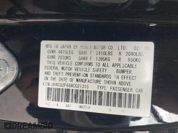 ✅ 2010 Acura TSX • VIN: JH4CU2F68AC021315 • Lot: 42300596. Listed on IAAI with 119,981 mi. Free auction sales archive from the USA and detailed vehicle history report at DreamBid. Image 9.