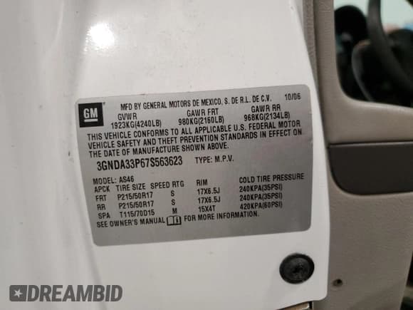 ✅ 2008 Chevrolet HHR LS • VIN: 3GNDA13D68S533727 • Lot: 47601335. Listed on Copart with 123,072 mi. Free auction sales archive from the USA and detailed vehicle history report at DreamBid. Image 13.