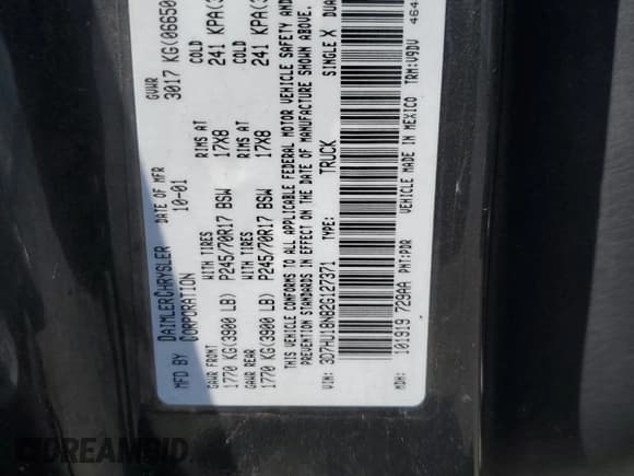 ✅ 2002 Dodge 1500 • VIN: 3D7HU18N82G127371 • Лот: 69475934. Опубликован ранее на Copart с пробегом Не указан. Бесплатный доступ к архиву аукционных продаж из США и подробный отчёт об истории автомобиля на DreamBid. Изображение 12.