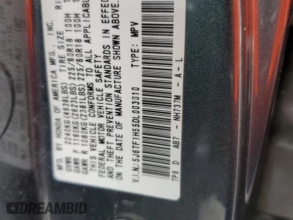 ✅ 2013 Honda Crosstour EX-L • VIN: 5J6TF1H55DL003010 • Lot: 80890365. Wystawiony na Copart z przebiegiem 160 554 mil. Bezpłatny archiwum sprzedaży aukcyjnych z USA i szczegółowy raport historii pojazdu na DreamBid. Zdjęcie 13.