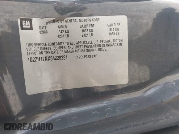 ✅ 2008 Pontiac G6 GT • VIN: 1G2ZH17NX84228281 • Lot: 42419626. Listed on IAAI with 195,037 mi. Free auction sales archive from the USA and detailed vehicle history report at DreamBid. Image 9.