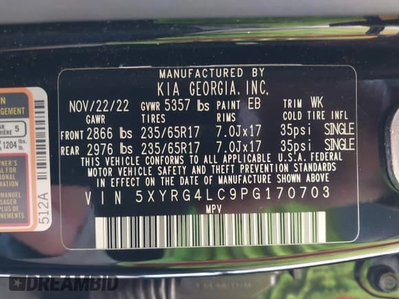 ✅ 2023 Kia Sorento LX • VIN: 5XYRG4LC9PG170703 • Lot: 43094607. Wystawiony na IAAI z przebiegiem 41 070 mil. Bezpłatny archiwum sprzedaży aukcyjnych z USA i szczegółowy raport historii pojazdu na DreamBid. Zdjęcie 9.