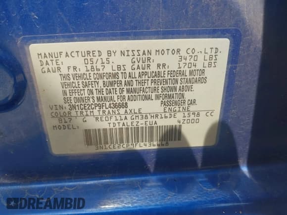 ✅ 2015 Nissan Note SR • VIN: 3N1CE2CP9FL436668 • Lot: 42503177. Listed on IAAI with 132,498 mi. Free auction sales archive from the USA and detailed vehicle history report at DreamBid. Image 9.