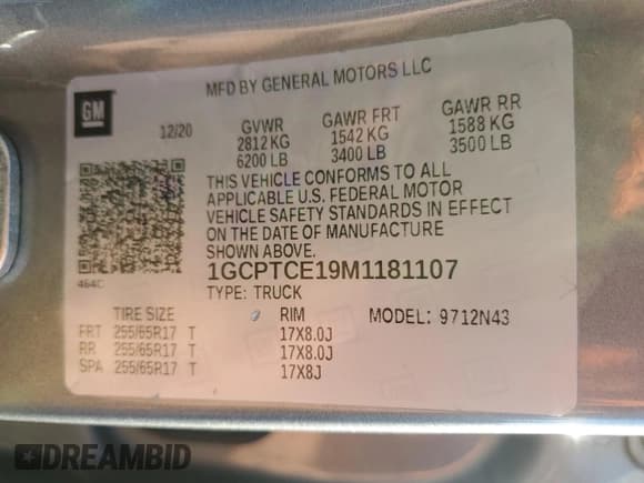 ✅ 2021 Chevrolet Colorado 4WD LT • VIN: 1GCPTCE19M1181107 • Lot: 86889585. Listed on Copart with 68,904 mi. Free auction sales archive from the USA and detailed vehicle history report at DreamBid. Image 12.